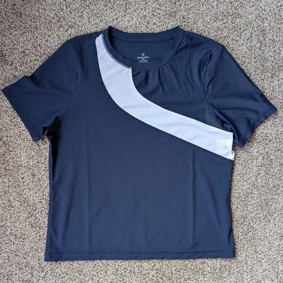 Sweaty Betty Navy and White Short Sleeve Tee S - Picture 1 of 4